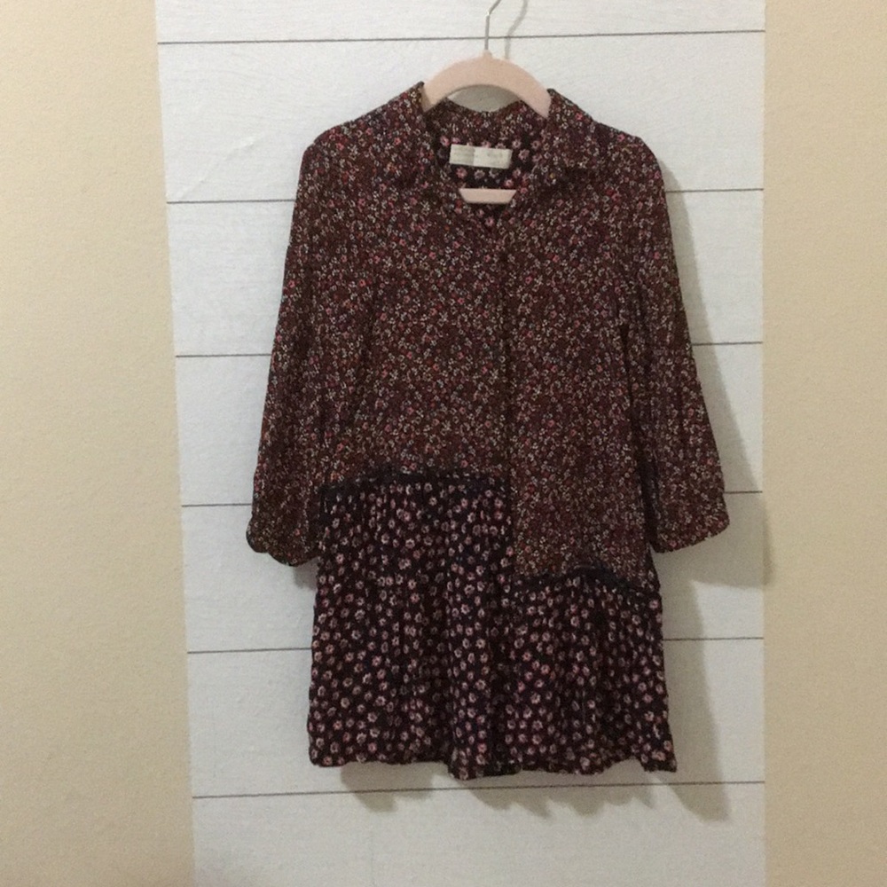 Zara Kids Flower Print Button Down Dress